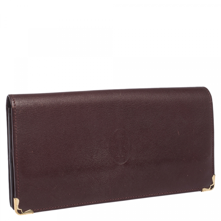 Pre Owned Cartier Burgundy Leather Must de Cartier Continental Wallet