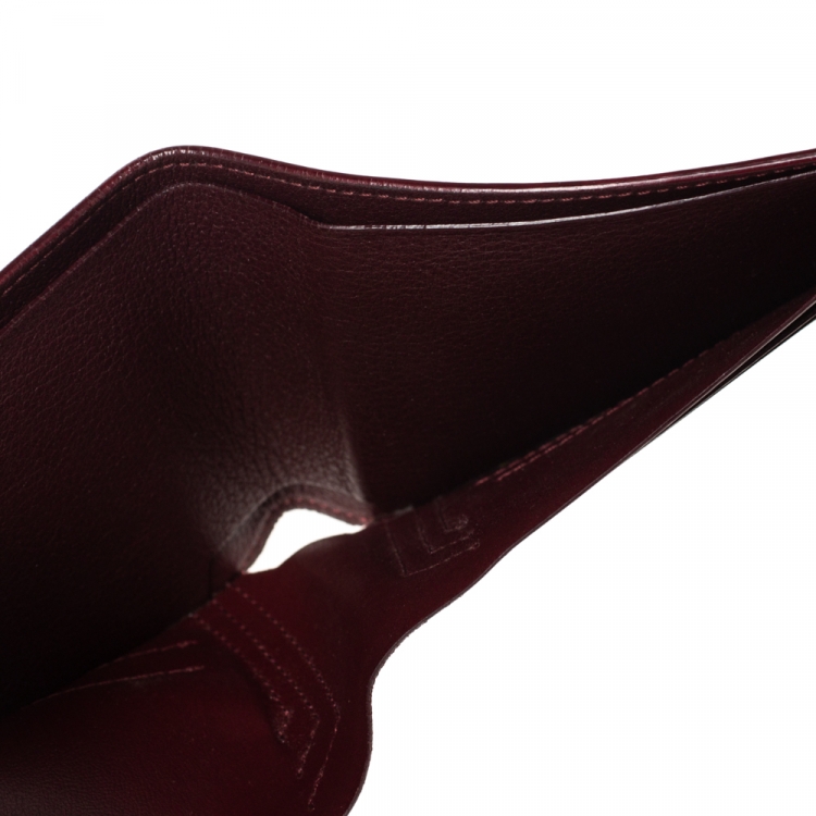 مملوكة مسبقًا Cartier Burgundy Leather Must De Cartier 6CC Bifold Wallet