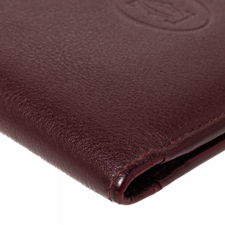 مملوكة مسبقًا Cartier Burgundy Leather Must De Cartier 6CC Bifold Wallet