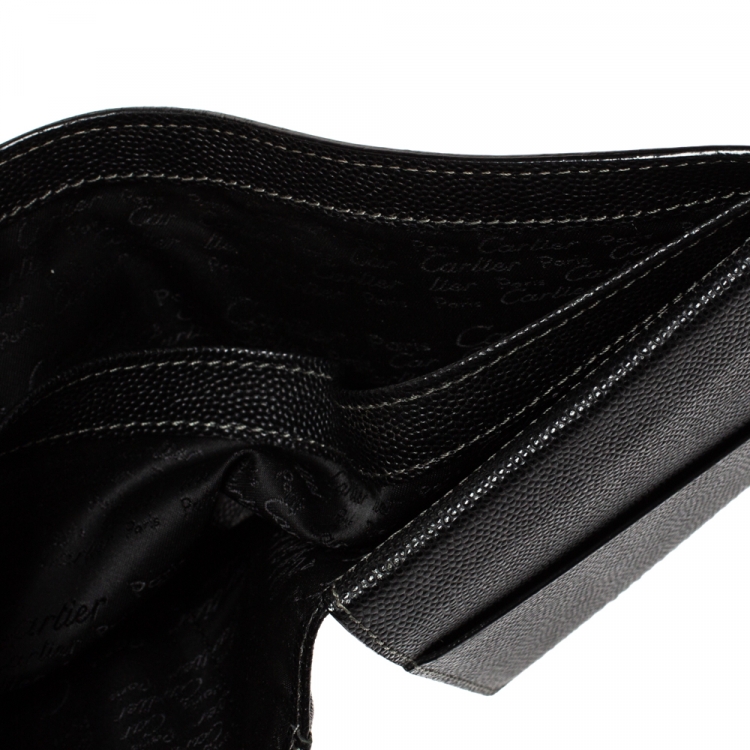 Pre Owned Cartier Black Leather Santos De Cartier Bifold Wallet