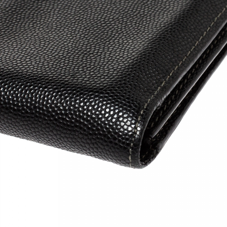 Pre Owned Cartier Black Leather Santos De Cartier Bifold Wallet
