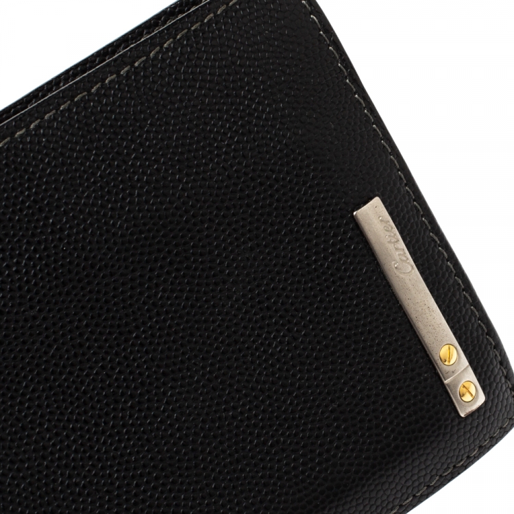 Pre Owned Cartier Black Leather Santos De Cartier Bifold Wallet