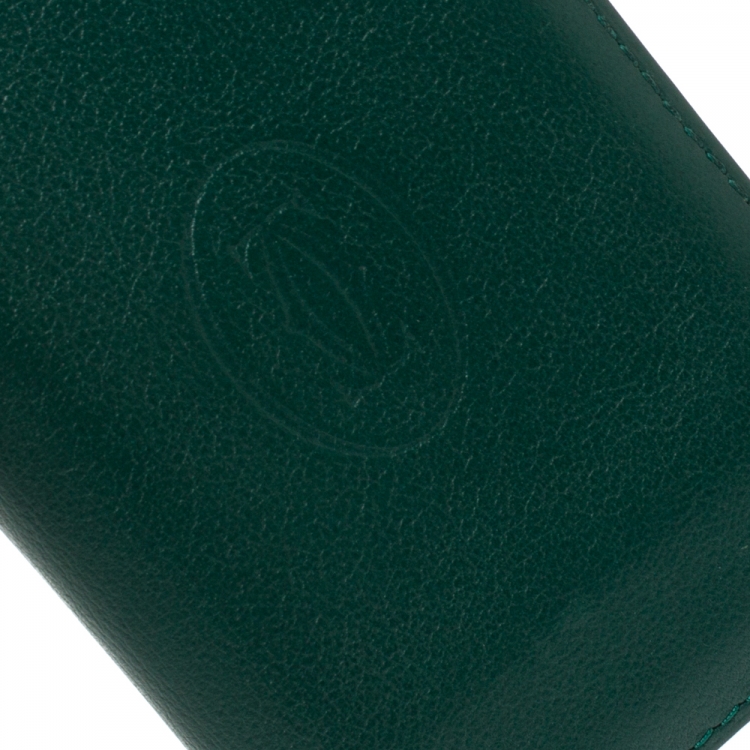 مملوكة مسبقًا Cartier Green Leather Must de Cartier Card Holder