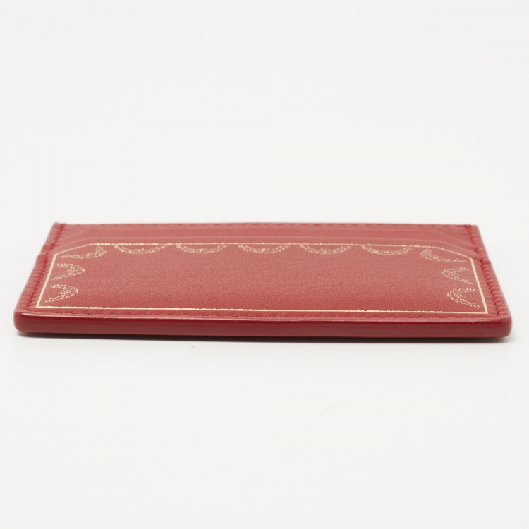 Pre Owned Cartier Red Leather Guirlande de Cartier Card Holder