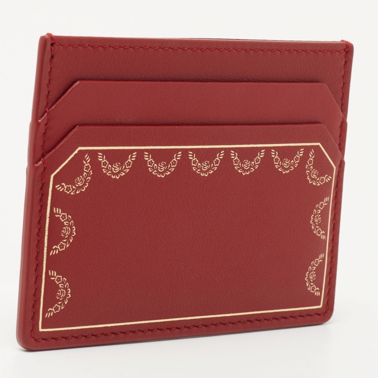 Pre Owned Cartier Red Leather Guirlande de Cartier Card Holder