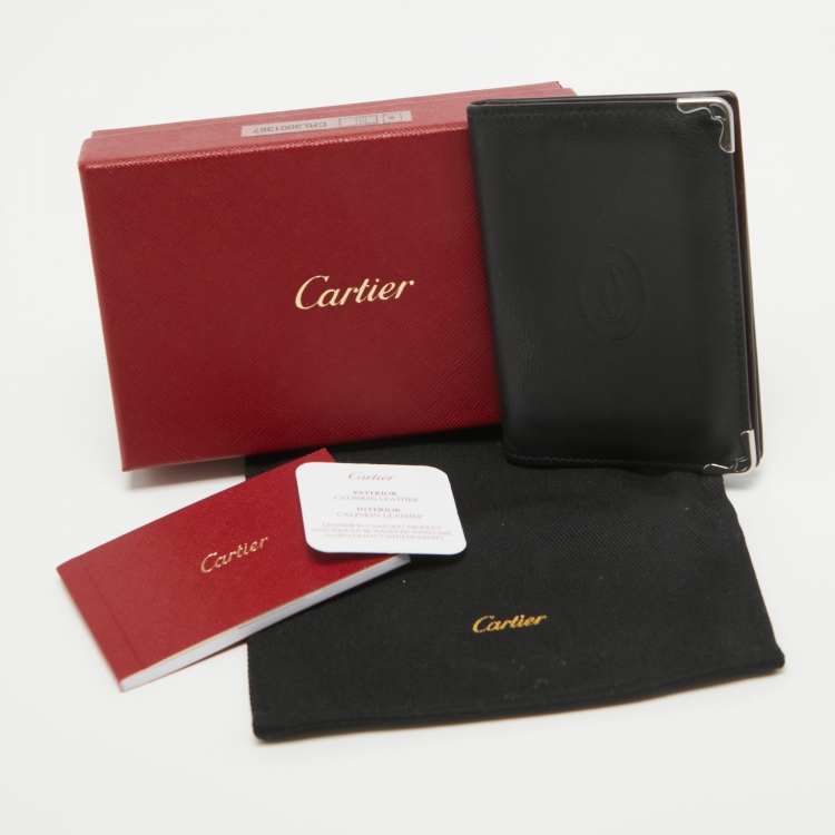 Pre Owned Cartier Black Leather Must de Cartier Business Card Holder