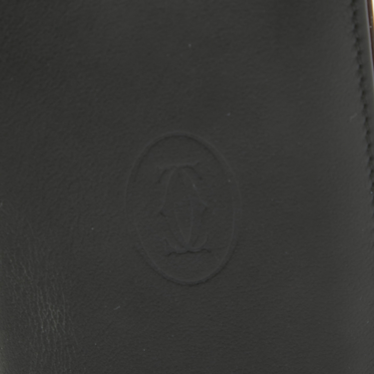 Pre Owned Cartier Black Leather Must de Cartier Business Card Holder
