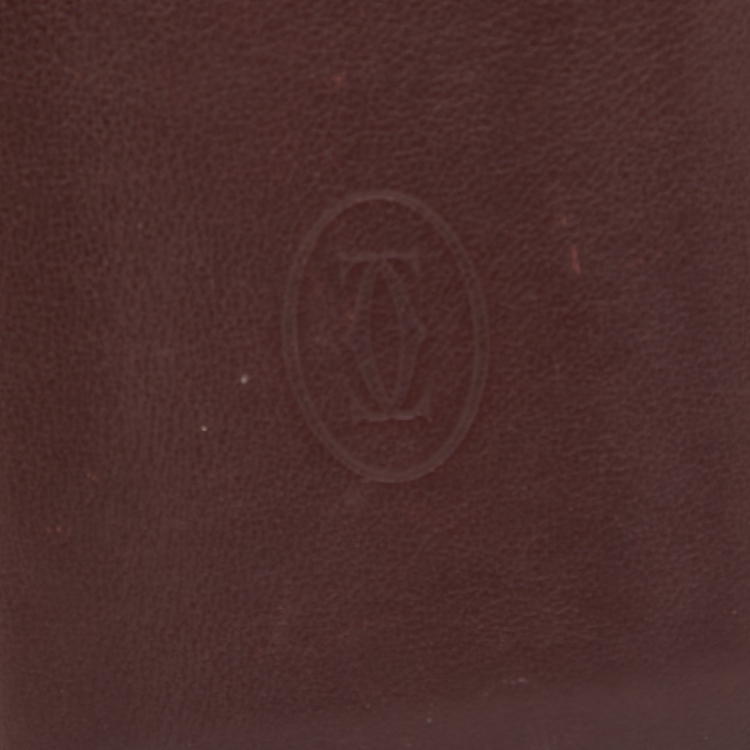 Pre Owned Cartier Burgundy Leather Must De Cartier Bifold Wallet 