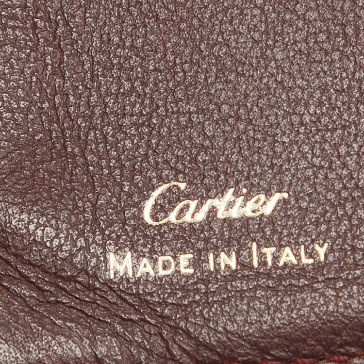 Pre Owned Cartier Burgundy Leather Must De Cartier Bifold Wallet 