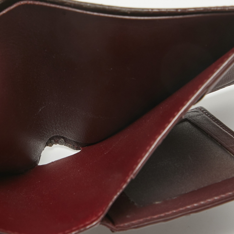 Pre Owned Cartier Burgundy Leather Must De Cartier Bifold Wallet 