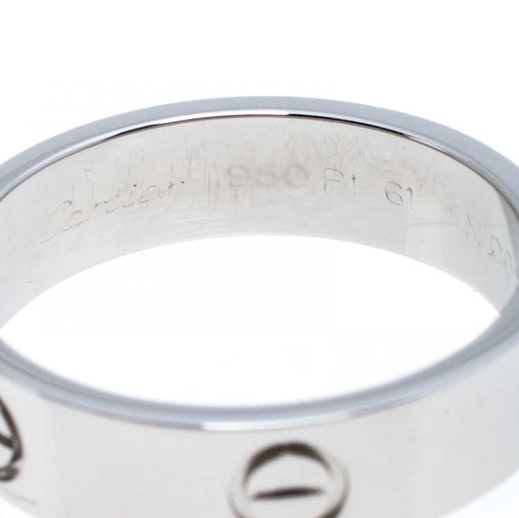 Pre Owned Cartier Love Platinum Band Ring Size 61