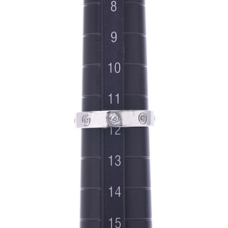 Pre Owned Cartier Love 18K White Gold 8 Diamond Ring Size 52