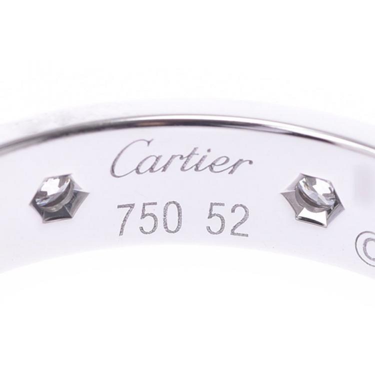 Pre Owned Cartier Love 18K White Gold 8 Diamond Ring Size 52