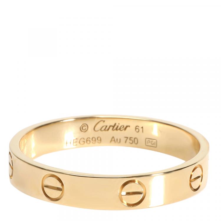 Pre Owned Cartier Love Wedding 18K Yellow Gold Ring Size 61
