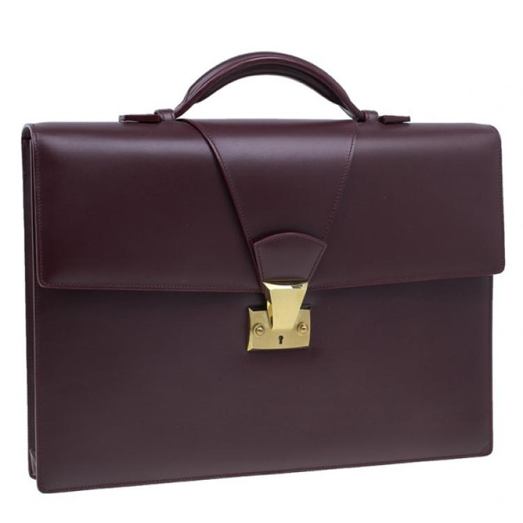Pre Owned Cartier Crimson Leather Pasha Briefcase