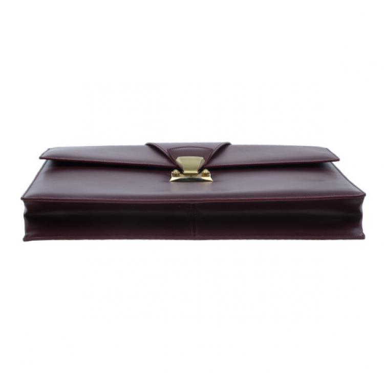 Pre Owned Cartier Crimson Leather Pasha Briefcase