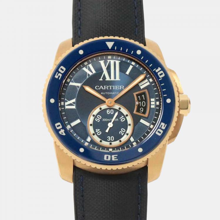 Cartier Blue 18k Rose Gold Calibre De Cartier Wgca0009 Automatic Mens Wristwatch 45 Mm Cartier 2761