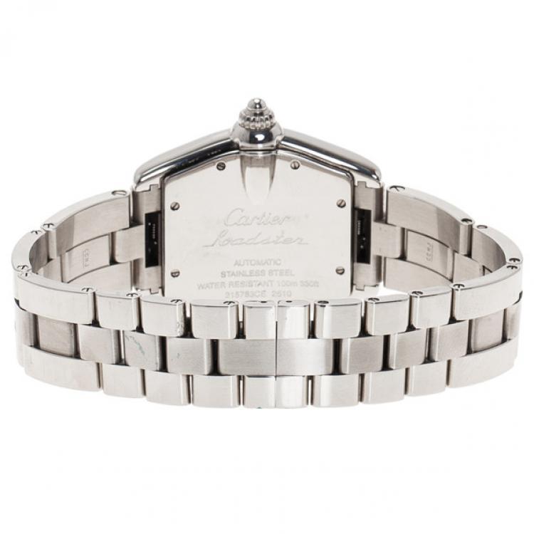 Pre Owned Cartier Black Stainless Steel Roadster Men's Writwatch 38MM