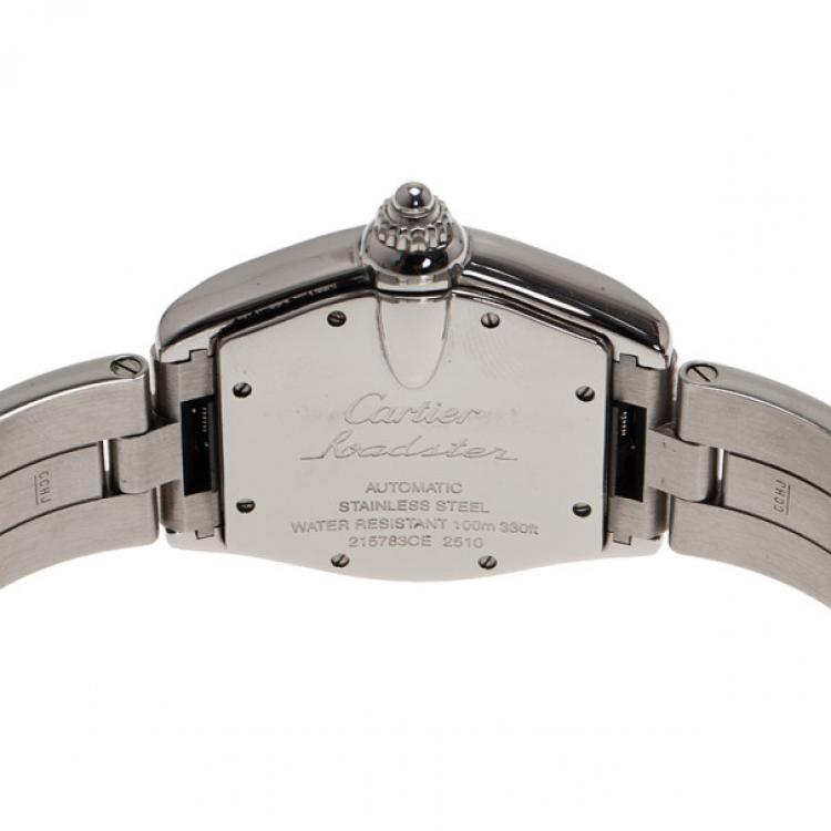 Pre Owned Cartier Black Stainless Steel Roadster Men's Writwatch 38MM