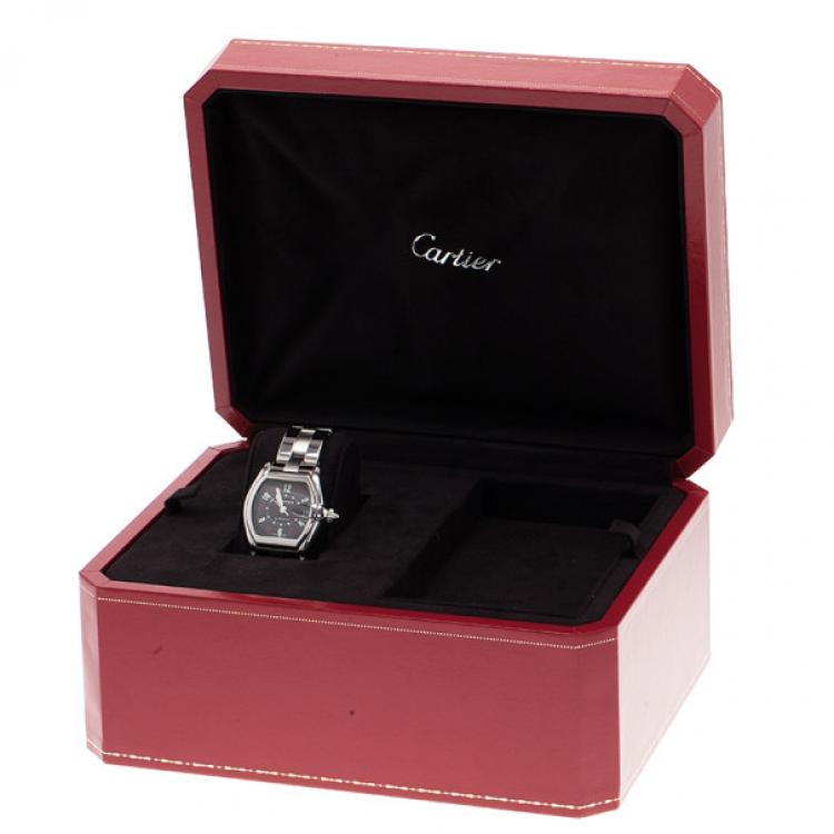 Pre Owned Cartier Black Stainless Steel Roadster Men's Writwatch 38MM