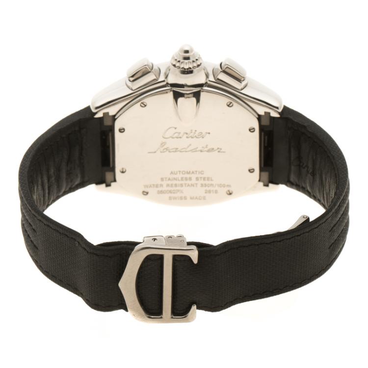 Pre Owned Cartier White and Silver Tone Dial Stainless Steel Roadster Men's Wristwatch 40 mm