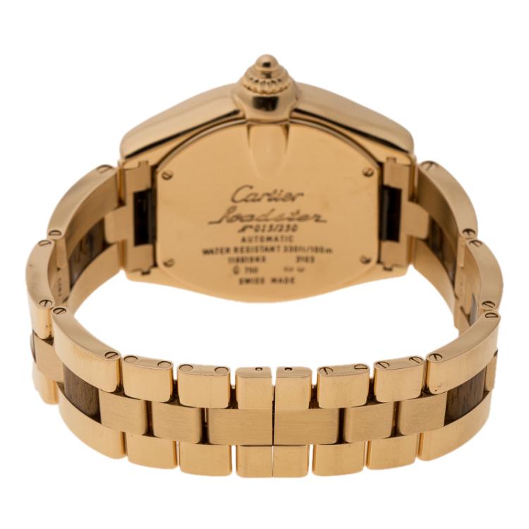 Pre Owned Cartier Brown 18K Rose Gold Limited Edition Roadster Men's Wristwatch 42 mm