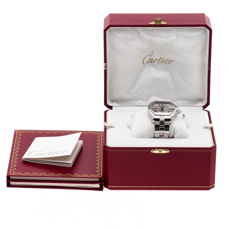 Pre Owned Cartier Silver Stainless Steel Roadster XL GMT 2722 Men's Wristwatch 42 mm