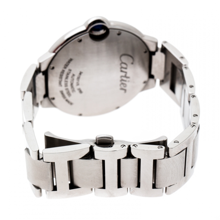 Pre Owned Cartier Silver Stainless Steel Ballon Bleu 3765 Men's Wristwatch 42MM