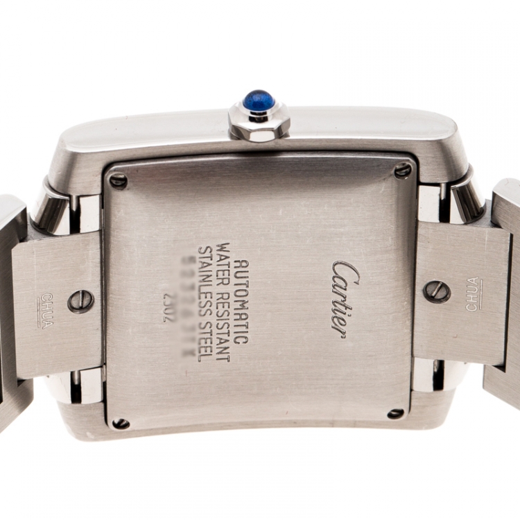 Pre Owned Cartier Silver Stainless Steel Tank Française 2302 Men's Wristwatch 28 mm