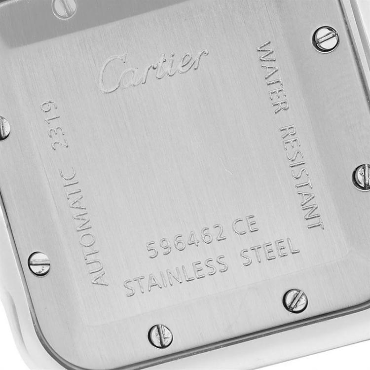 مملوكة مسبقًا Cartier Silver and Stainless Steel Santos Galbee W20055D6 Men's Wristwatch 29MM