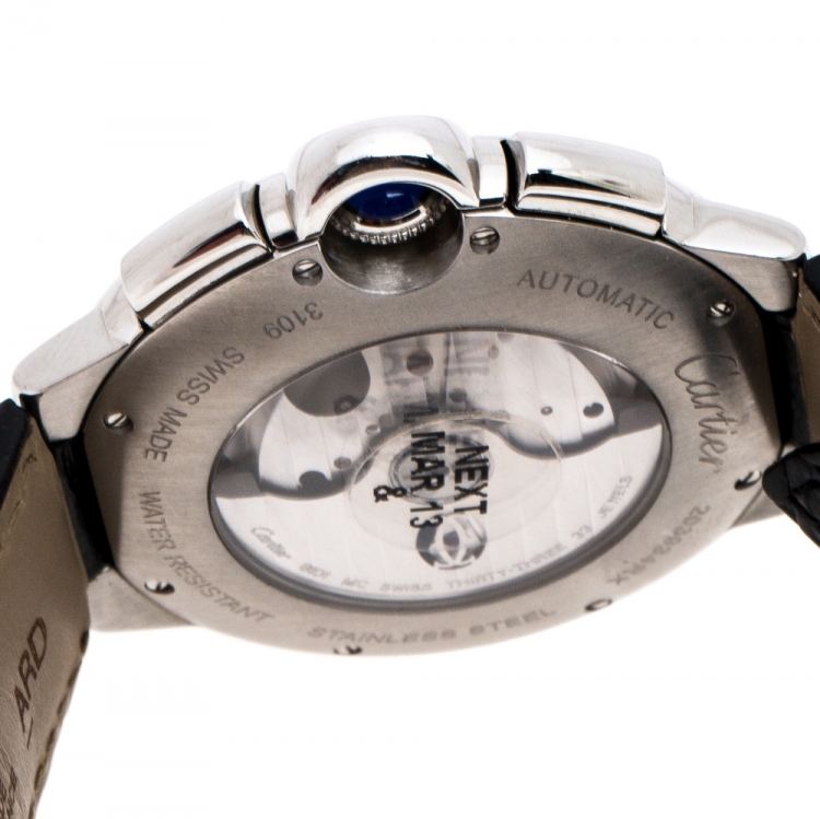 Pre Owned Cartier Silver Stainless Steel Ballon Bleu 3109 Men's Wristwatch 44MM