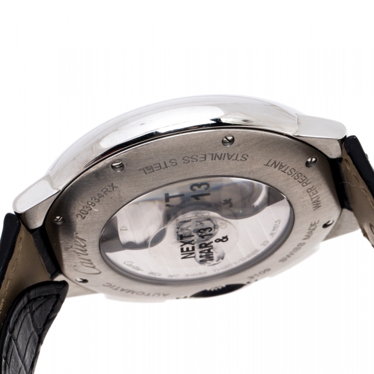 Pre Owned Cartier Silver Stainless Steel Ballon Bleu 3109 Men's Wristwatch 44MM