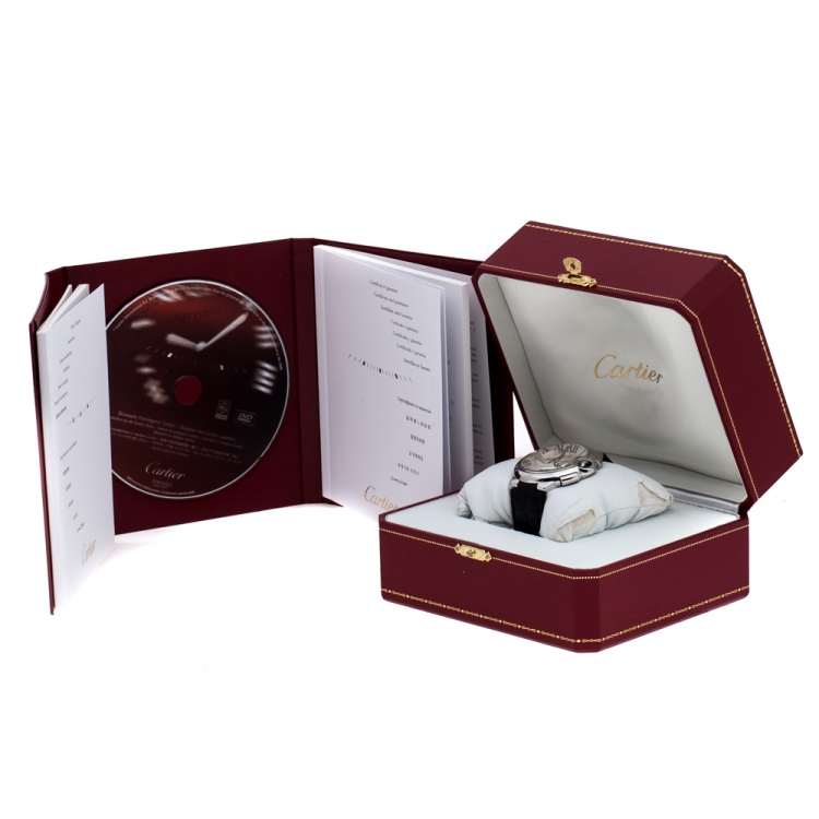 Pre Owned Cartier Silver Stainless Steel Ballon Bleu 3109 Men's Wristwatch 44MM