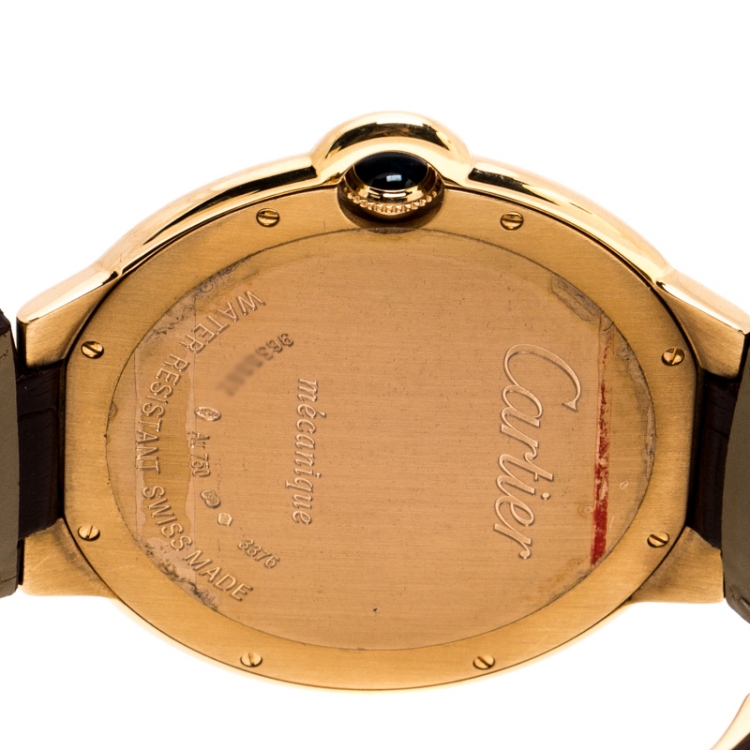 Pre Owned Cartier Silver 18k Rose Gold Ballon Bleu 3376 Men's Wristwatch 46MM