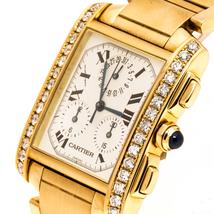 cartier tank francaise chronograph 18k yellow gold