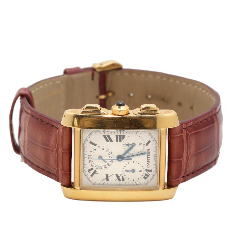 مملوكة مسبقًا Cartier Silver Dial 18K Yellow Gold Tank Francaise 1830 Men's Watch