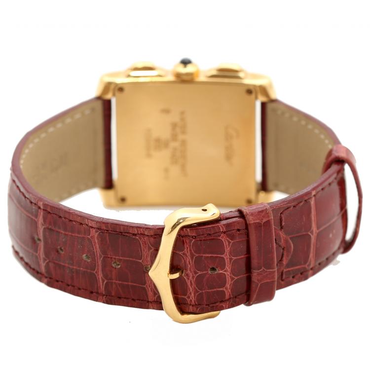 مملوكة مسبقًا Cartier Silver Dial 18K Yellow Gold Tank Francaise 1830 Men's Watch