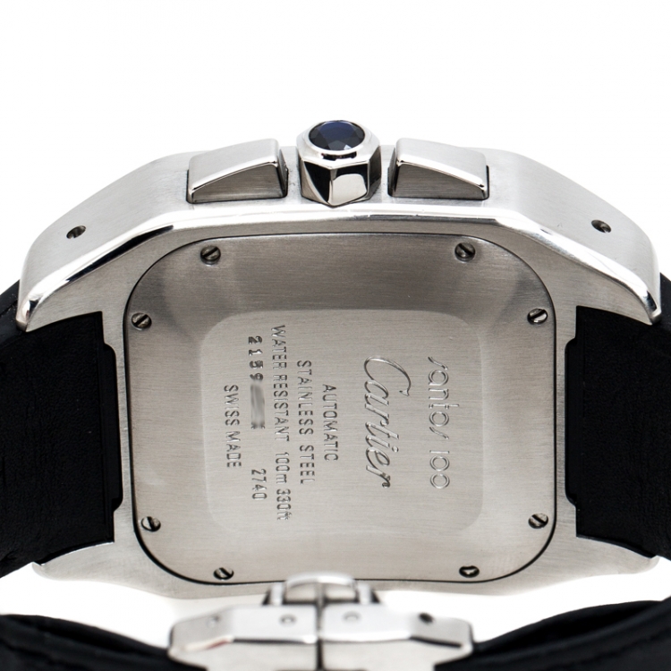 Pre Owned Cartier Silver Stainless Steel Santos 100 2740 Chronograph Men's Wristwatch 41 mm