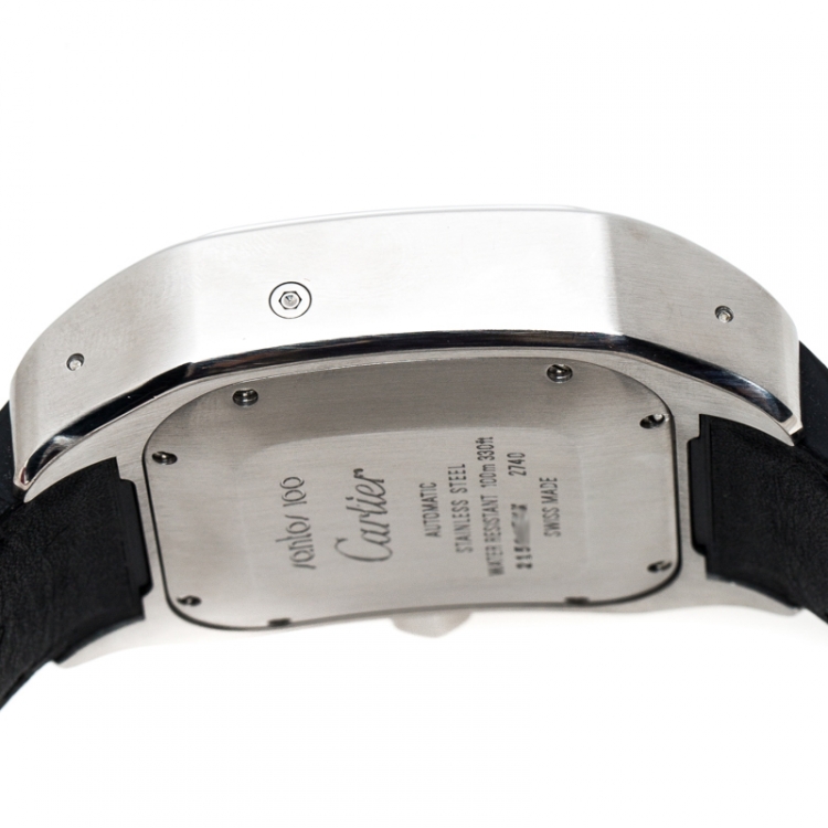Pre Owned Cartier Silver Stainless Steel Santos 100 2740 Chronograph Men's Wristwatch 41 mm