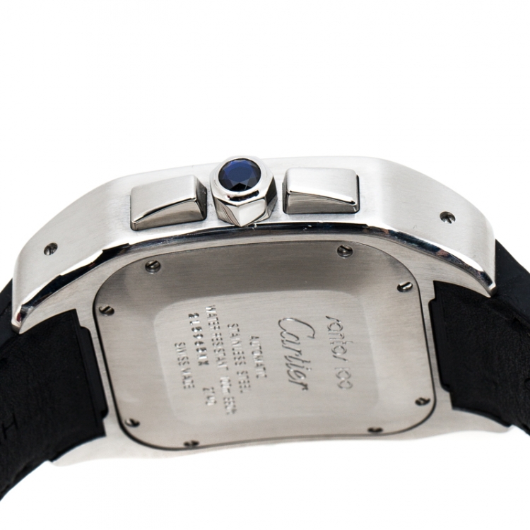 Pre Owned Cartier Silver Stainless Steel Santos 100 2740 Chronograph Men's Wristwatch 41 mm