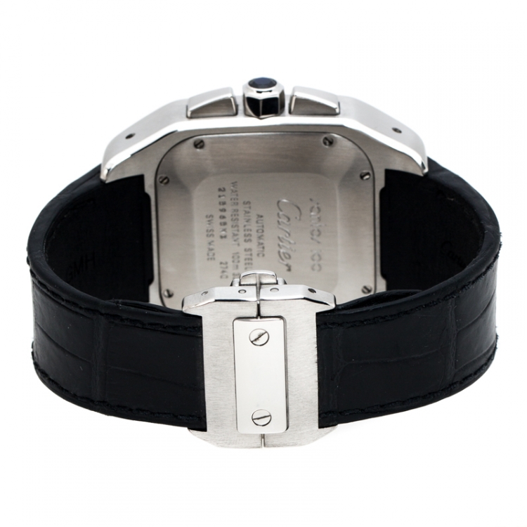 Pre Owned Cartier Silver Stainless Steel Santos 100 2740 Chronograph Men's Wristwatch 41 mm