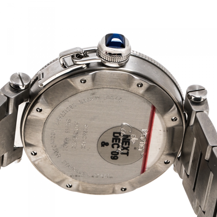Pre Owned Cartier Silver White Stainless Steel Pasha Seatimer 2790 Men's Wristwatch 40 mm