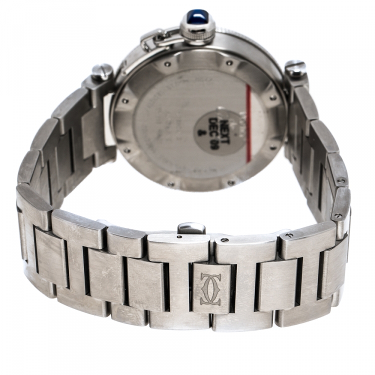 Pre Owned Cartier Silver White Stainless Steel Pasha Seatimer 2790 Men's Wristwatch 40 mm
