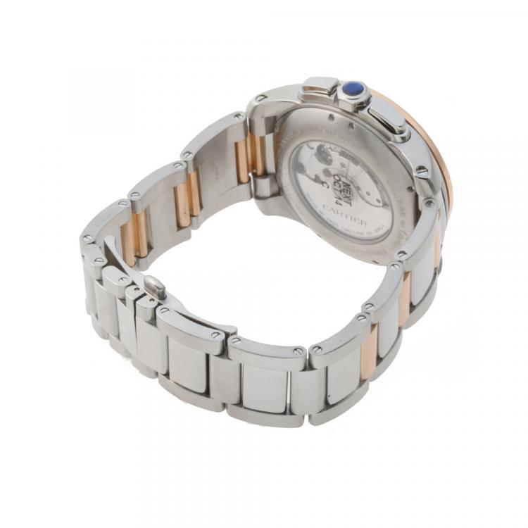 Pre Owned Cartier Silver 18K Rose Gold And Stainless Steel Calible De Chronograph W7100042 Men's Wristwatch 42 MM