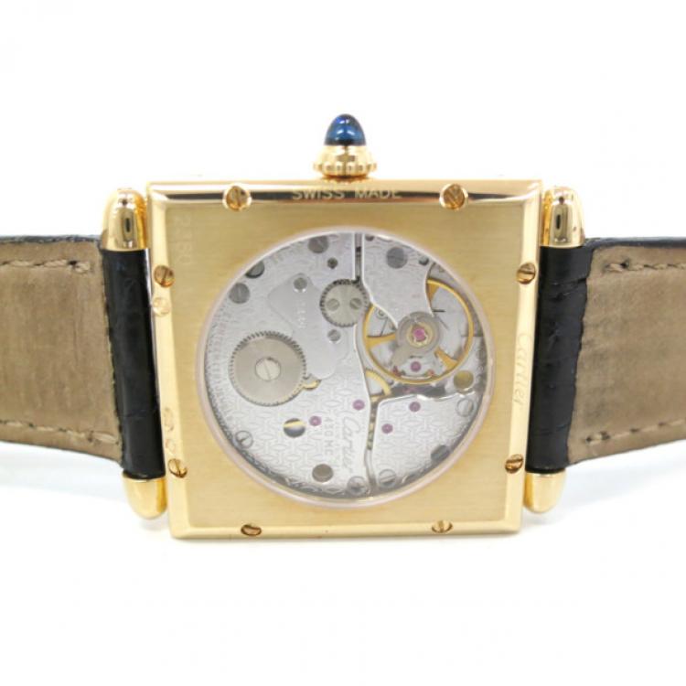 Pre Owned Cartier Tank Obus Gold 18K Gold Unisex Wristwatch 