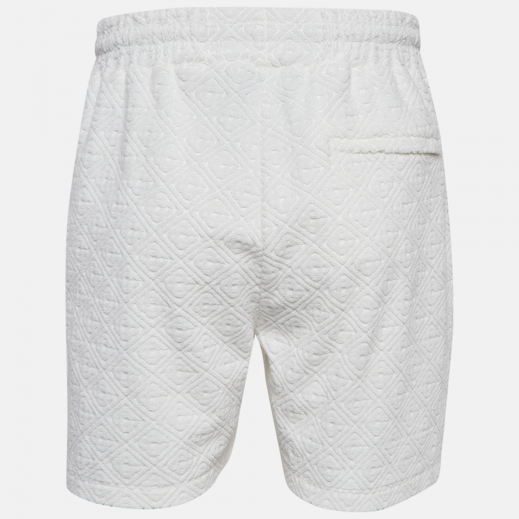 Pre Owned Casablanca White Embossed Terry Cotton Shorts L