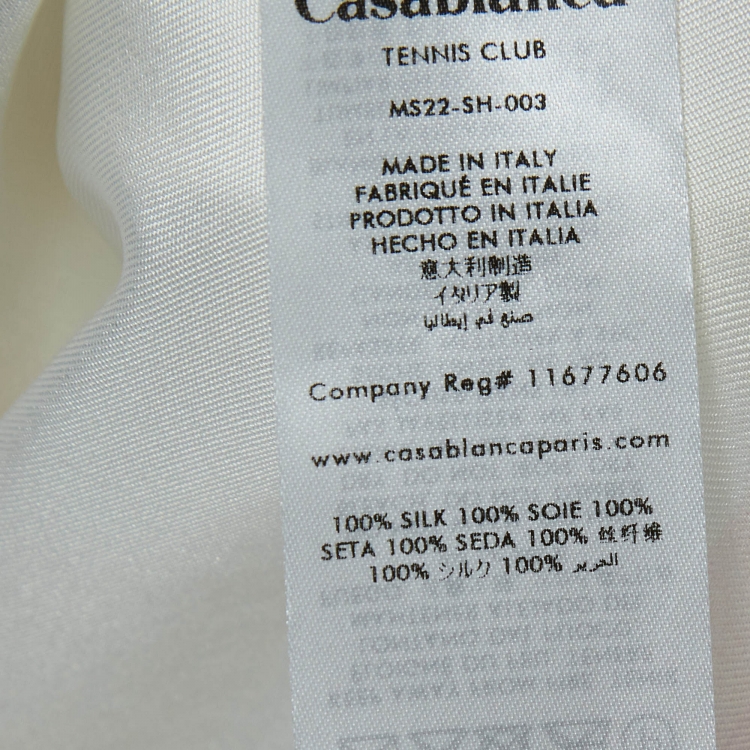 Pre Owned Casablanca White Tennis Club Printed Silk Shirt L