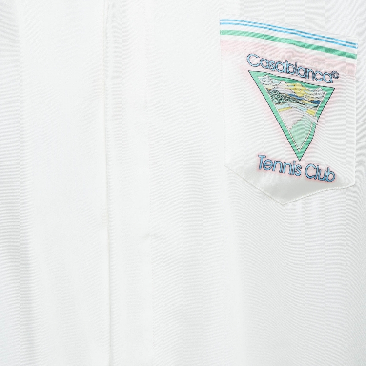 Pre Owned Casablanca White Tennis Club Printed Silk Shirt L