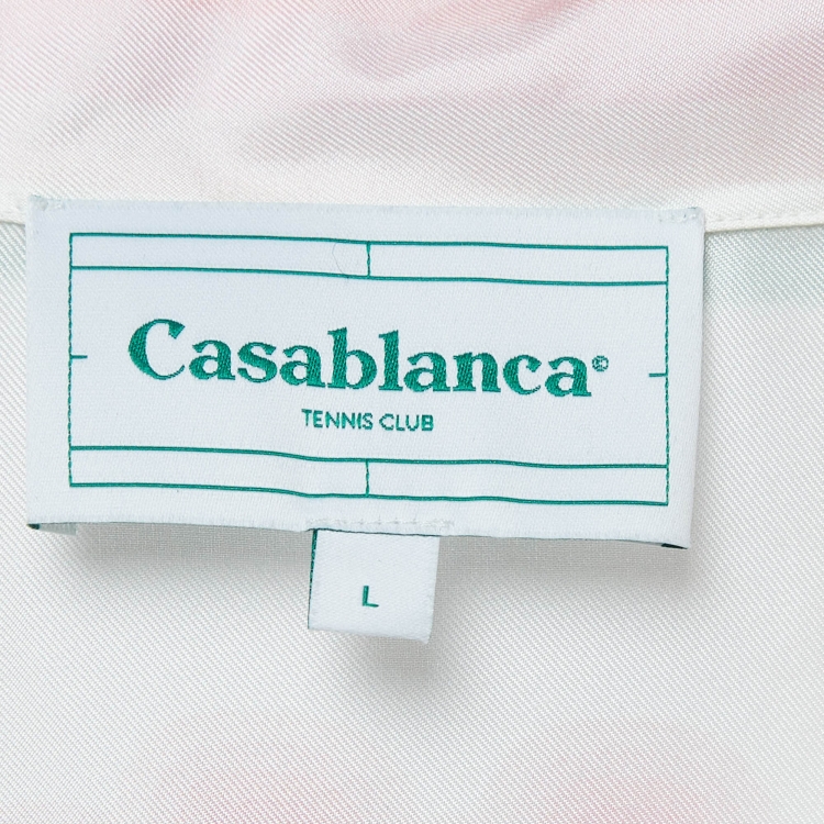 Pre Owned Casablanca White Tennis Club Printed Silk Shirt L
