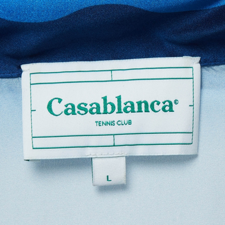 Pre Owned Casablanca Blue Casa Sports Printed Satin Silk Shirt L